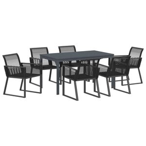 vidaXL Set da Pranzo per Giardino 7 pcs Nero polyrattan