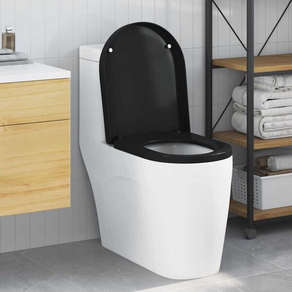 vidaXL Sedile del WC Regolabile Nero 48 x 36,5 x 4,5 cm Polipropilene