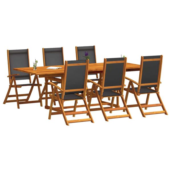 vidaXL Set Pranzo da Giardino 7pz Legno Massello di Acacia e Textilene