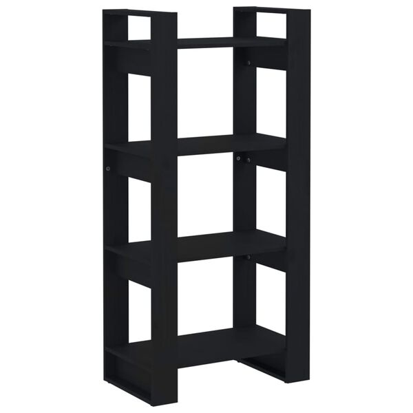 vidaXL Libreria/Divisorio Nero 80x35x125 cm Legno Massello