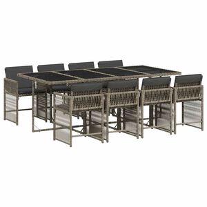 vidaXL Set da Pranzo da Giardino 9 pz con Cuscini in Polyrattan Grigio