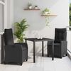 vidaXL Set da Pranzo per Giardino con cuscino 3 pcs Nero polyrattan