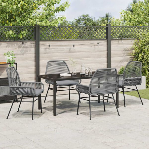 vidaXL Set da Pranzo per Giardino con cuscino 5 pcs Grigio polyrattan