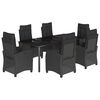 vidaXL Set da Pranzo da Giardino 7 pz Nero con Cuscini in Polyrattan