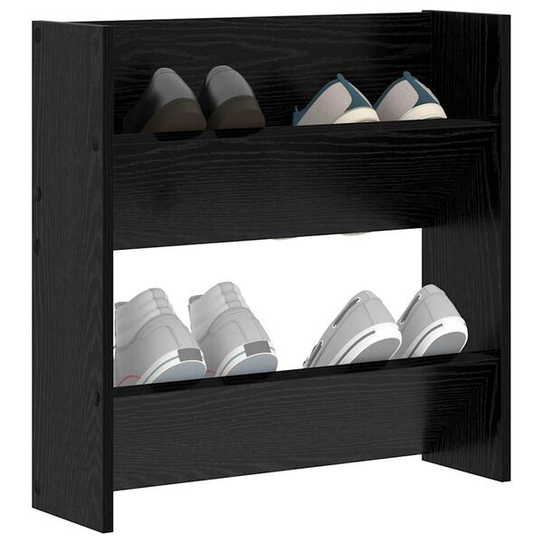 vidaXL Mobile per scarpe Rovere Nero 60 x 18 x 60 cm Legno multistrato