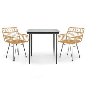 vidaXL Set da Pranzo da Giardino 3 pz in Polyrattan