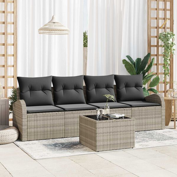 vidaXL Set Divano da Giardino 5 pcs Grigio chiaro e grigio scuro