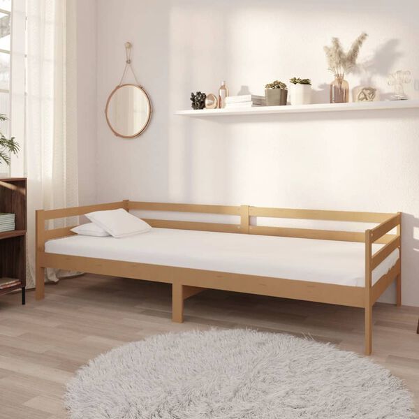 vidaXL Dormeuse Marrone Ambrato in Legno Massello di Pino 90x200 cm