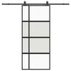 vidaXL Porta Scorrevole Set Ferramenta Nera 90x205 cm Vetro Temperato
