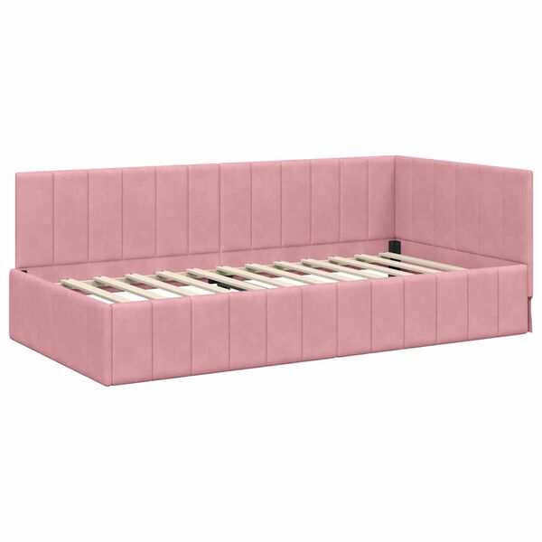 vidaXL Cornice del letto ad angolo Rosa 90 cm x 190 cm Velluto