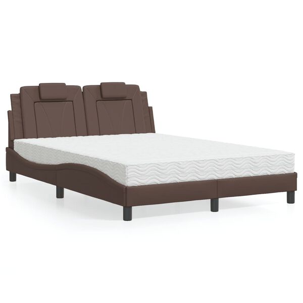 vidaXL Letto Viana con Materasso Marrone 140x190cm in Similpelle