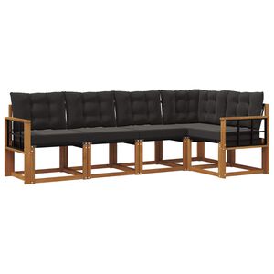 vidaXL Set di divani da esterno 5 pz Naturale e Nero
