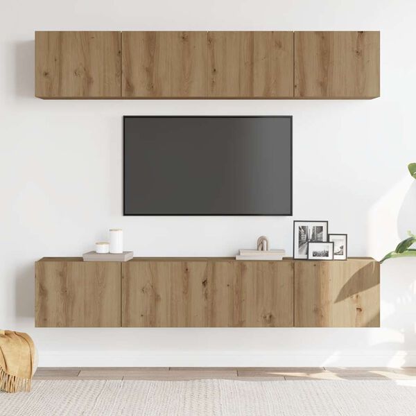 vidaXL Mobili TV a Parete 4 pz Rovere Artigianale in Legno Multistrato