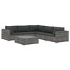 vidaXL Set Divani da Giardino 6 pz con Cuscini in Polyrattan Grigio