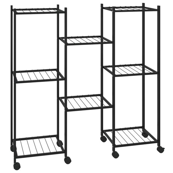 vidaXL Portafiori con Ruote 83x25x83,5 cm Ferro Nero