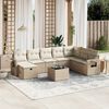 vidaXL Set Divano da Giardino 9 pz con Cuscini Beige in Polyrattan