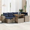 vidaXL Set Divani Giardino 7 pz con Cuscini Marrone Polyrattan Acacia