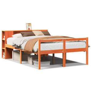 vidaXL Letto Libreria senza Materasso Marrone Cera 135x190 cm Legno
