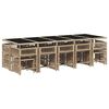 vidaXL Set Pranzo da Giardino 15 pz con Cuscini Beige Misto Polyrattan