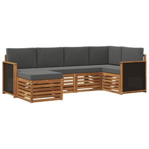 vidaXL Set di divani da esterno 5 pz Naturale e Antracite