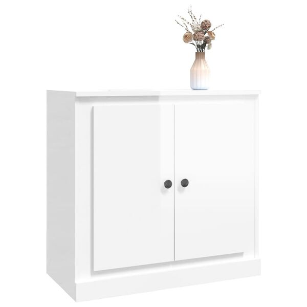 vidaXL Credenza Bianco Lucido 70x35,5x67,5 cm in Legno Multistrato