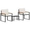 vidaXL Set di Mobili 3 pz Nero e Bianco Crema Rattan