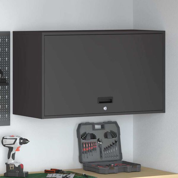 vidaXL Armadio a muro per garage Nero 90 x 40 x 53 cm