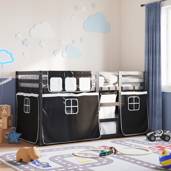 vidaXL Letto a Castello senza Materasso Bianco e Nero 80x200cm in Pino