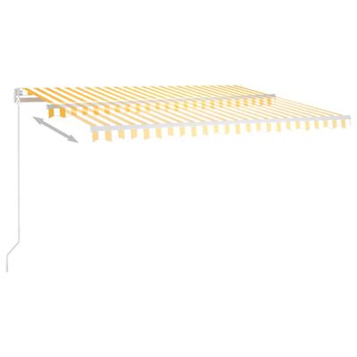 vidaXL Tenda da Sole Retrattile Manuale LED 450x350 cm Giallo Bianco