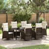 vidaXL Set da Pranzo per Giardino con cuscino 7 pcs Marrone polyrattan