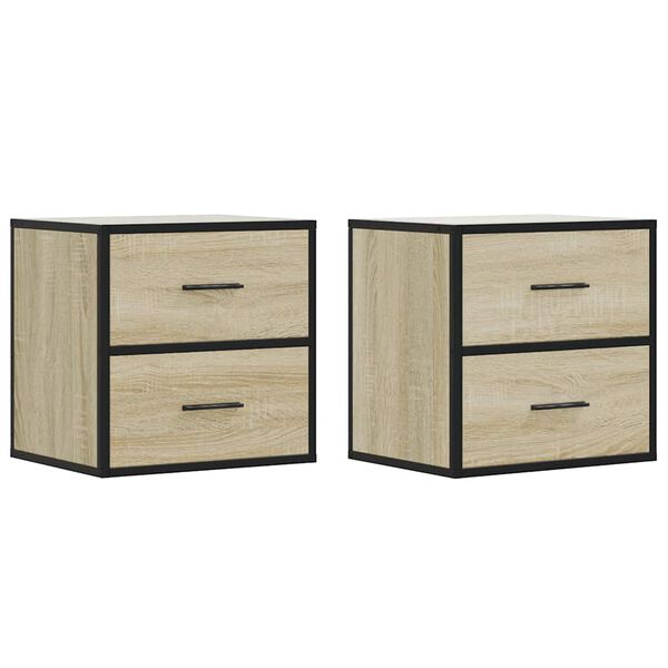 vidaXL Comodini a Muro 2 pz Rovere Sonoma 40x31x39,5 cm