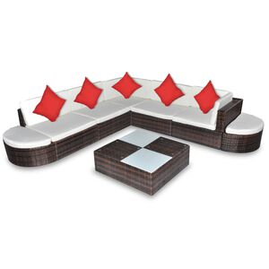 vidaXL Set Divani da Giardino 8 pz con Cuscini in Polyrattan Marrone