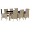 vidaXL Set da Pranzo da Giardino 9 pz con Cuscini Beige in Polyrattan