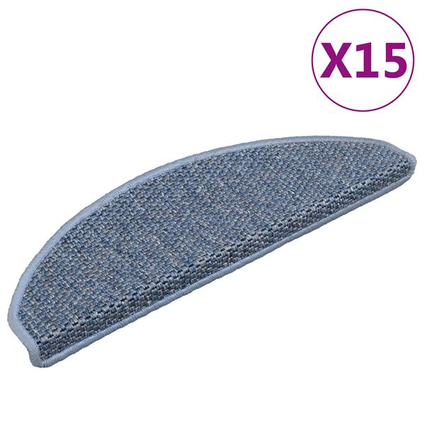 vidaXL Tappeti Autoadesivi Scale Aspetto Sisal 15 pz 65x21x4 cm Blu