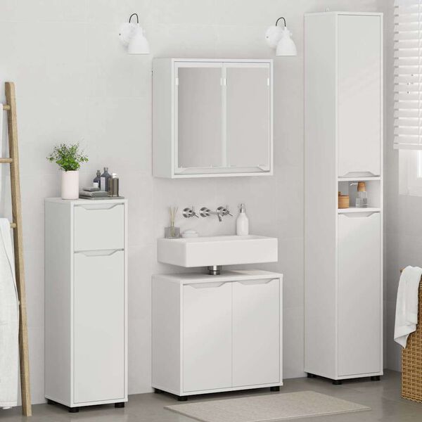 vidaXL Set di mobili per il bagno 4 pcs Bianco Legno multistrato