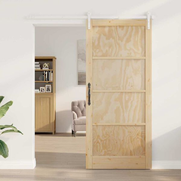 vidaXL Porta scorrevole Marrone 93 x 211 cm Pino massello