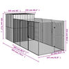 vidaXL Casetta Cani Corsa Grigio Chiaro 165x455x181 cm Acciaio Zincato