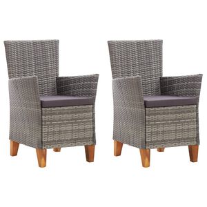 vidaXL Sedie da Giardino 2 pz con Cuscini in Polyrattan Grigio
