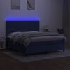 vidaXL Letto a Molle con Materasso e LED Blu 160x200 cm in Tessuto