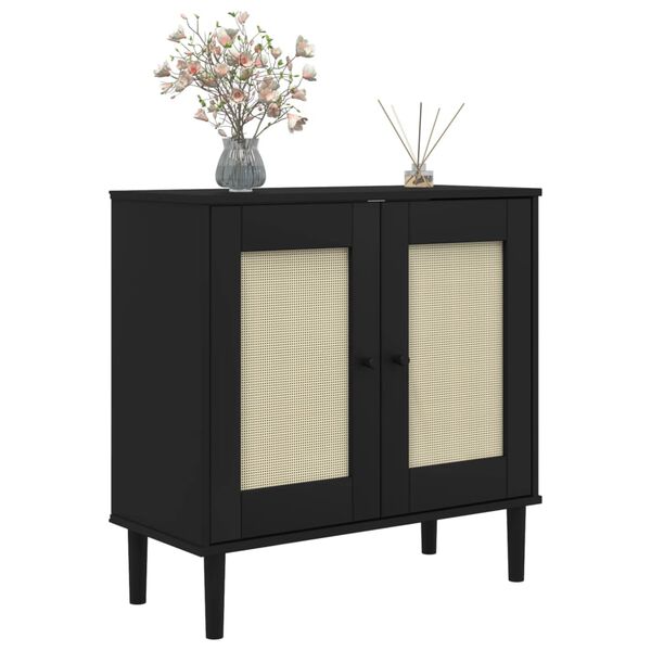 vidaXL Credenza SENJA Aspetto Rattan Nero 80x35x80 cm Massello Pino
