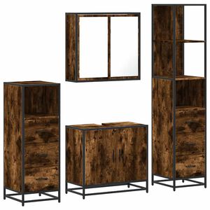 vidaXL Set Mobili da Bagno 4 pz Rovere Fumo in Legno Multistrato