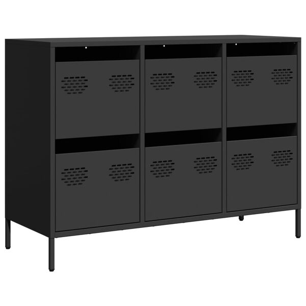 vidaXL Credenza Nera 101,5x39x73,5 cm in Acciaio Laminato a Freddo