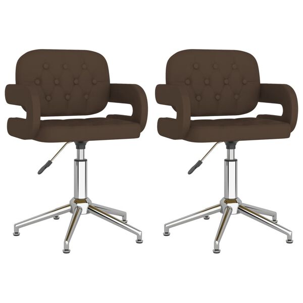 vidaXL Sedie da Pranzo Girevoli 2 pz Marroni in Similpelle