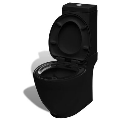 vidaXL Set di Bidet e Toilette da Pavimento in Ceramica Nera