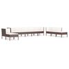 vidaXL Set Divani da Giardino 10 pz con Cuscini in Polyrattan Marrone