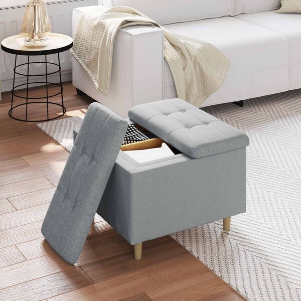vidaXL Pouf contenitore Grigio chiaro 60 x 60 x 45 cm Tessuto