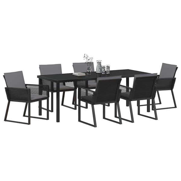 vidaXL Set da Pranzo per Giardino 7 pcs Nero