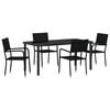 vidaXL Set da Pranzo per Giardino 5 pz Nero polyrattan