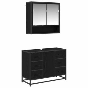 vidaXL Set di mobili per il bagno 2 pz Rovere Nero 80 x 33 x 60 cm