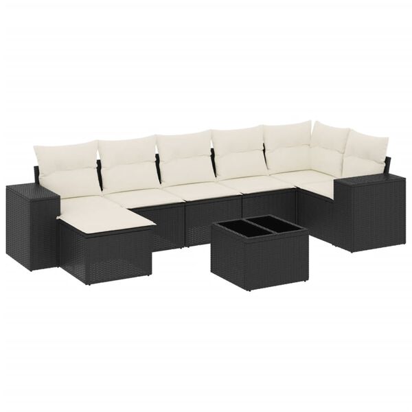 vidaXL Set Divani da Giardino con Cuscini 8 pz Nero in Polyrattan